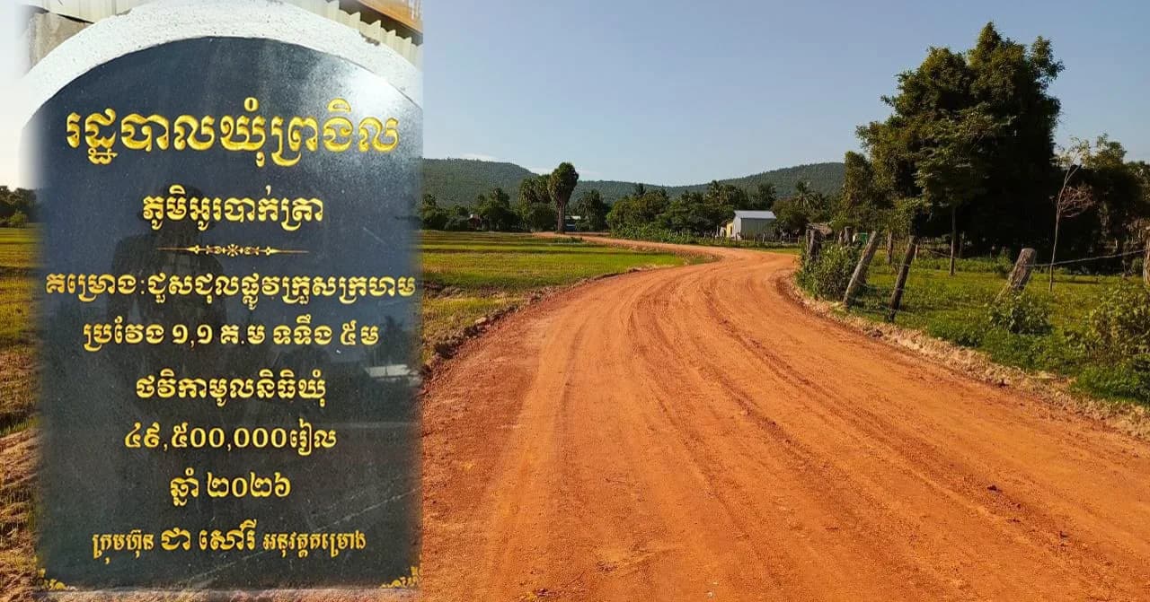 ក្រុមការងារបច្ចេកទេស ចុះពិនិត្យ និងវាយតម្លៃបញ្ចប់ ១០០% លើគម្រោងជួសជុលផ្លូវក្រាលគ្រួសក្រហម ប្រវែង ១.១០០ម៉ែត្រ ក្នុងឃុំព្រងិល