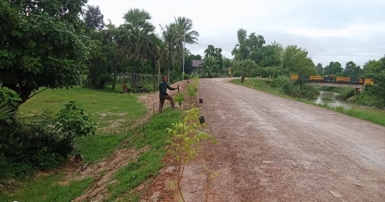 អាជ្ញាធរស្រុកកណ្តៀង ចុះដាំដើមផ្កាភួងម៉ាល័យ ដើម្បីលើកកម្ពស់សោភ័ណភាព និងបរិស្ថានក្នុងមូលដ្ឋាន